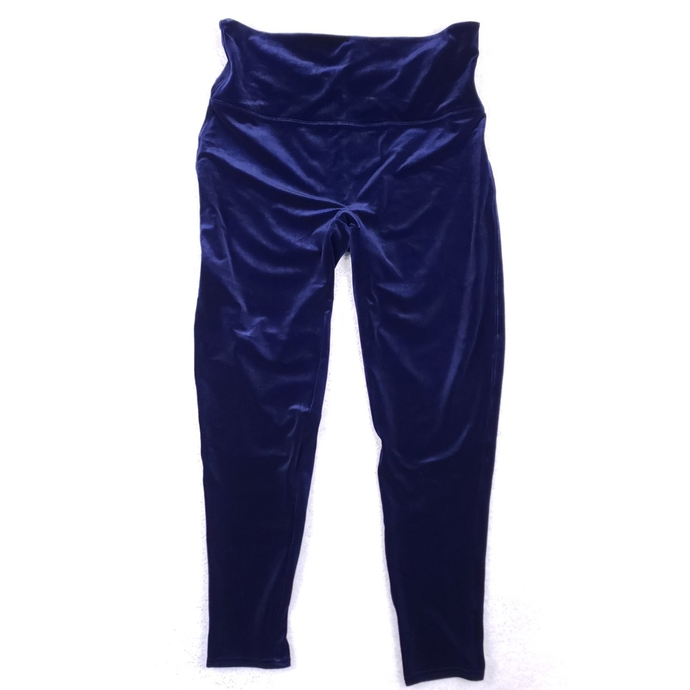 Spanx Velvet Leggings Womens 3X High Waisted Midnight Navy Blue Luxe Shapewear